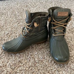 Hunter Green Quilted Sperry Boots